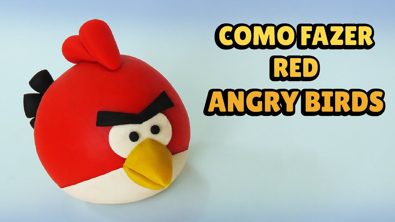 Fa&ccedil;a o RED de ANGRY BIRDS - Tutorial F&aacute;cil Biscuit, clay, plastilina  Pasta Americana DIY