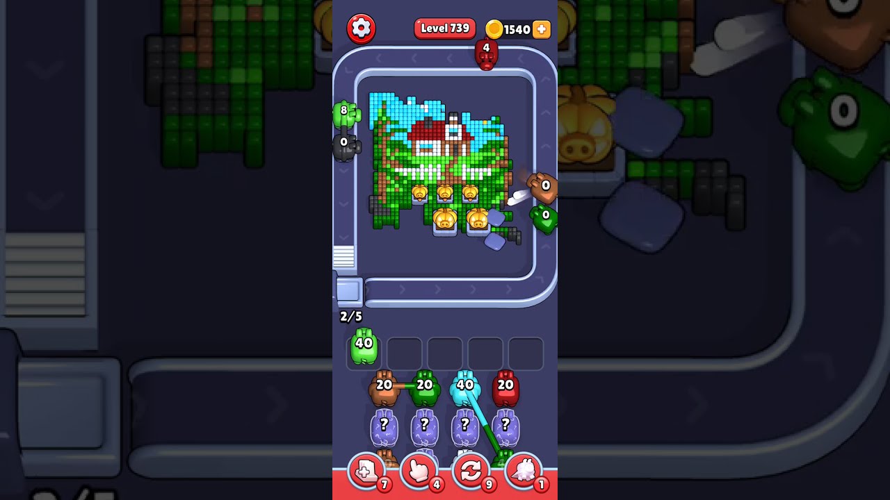 Pixel flow - Level 739 (very hard) - walkthrough without power ups