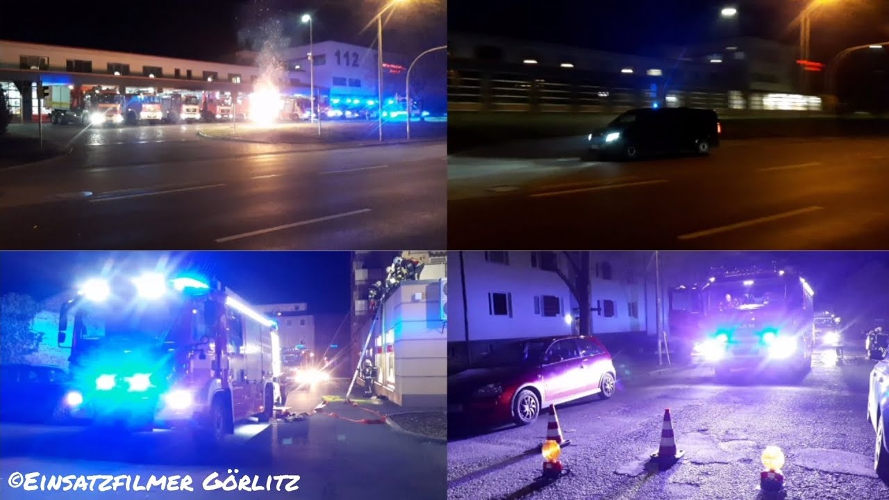 [Einsatzreicher Neujahreswechsel in Zwickau] Vollzug mit E57 Sierene, Einsatzzug Dachstuhlbrand uvm.