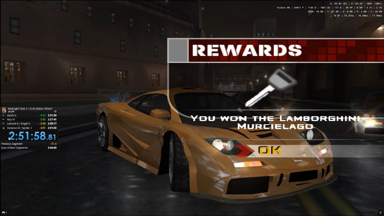 🇧🇷 Speedrun Midnight Club 3: DUB Edition REMIX any% [2:51:58]