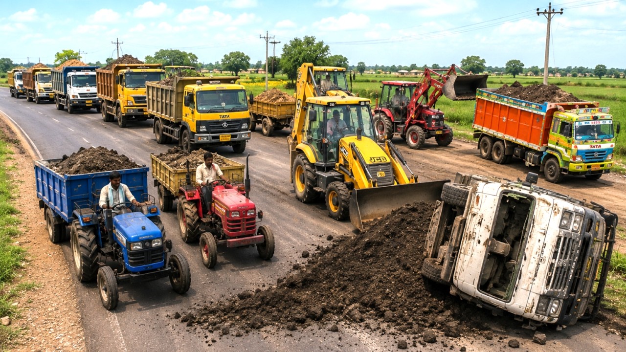 Jcb Loading Tractor And Truck | Jcb Rescue | Jcb Truck tractor | New Jcb Video