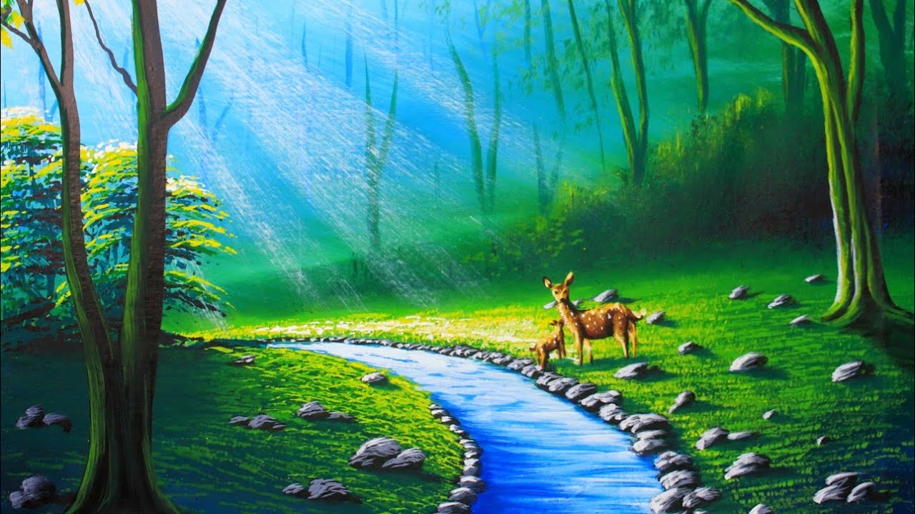 IN THE MIDDLE OF SILENCE | Forest nature scenery drawing painting