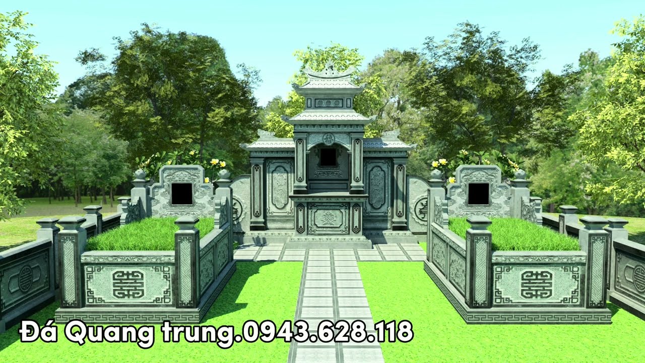 Lăng mộ đá xanh rêu lắp đặt tại Quảng Nam.