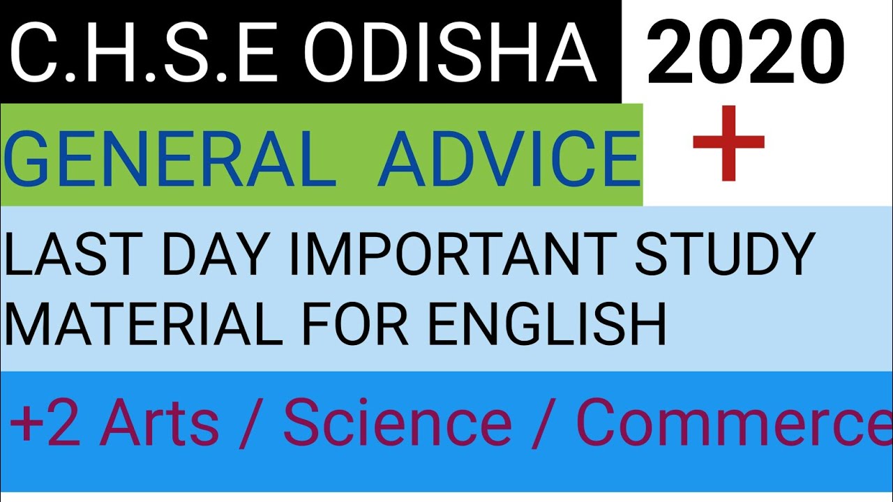 Chse Board English General Advice And Last Day Preparation Tips For Arts/ Science / Commerce