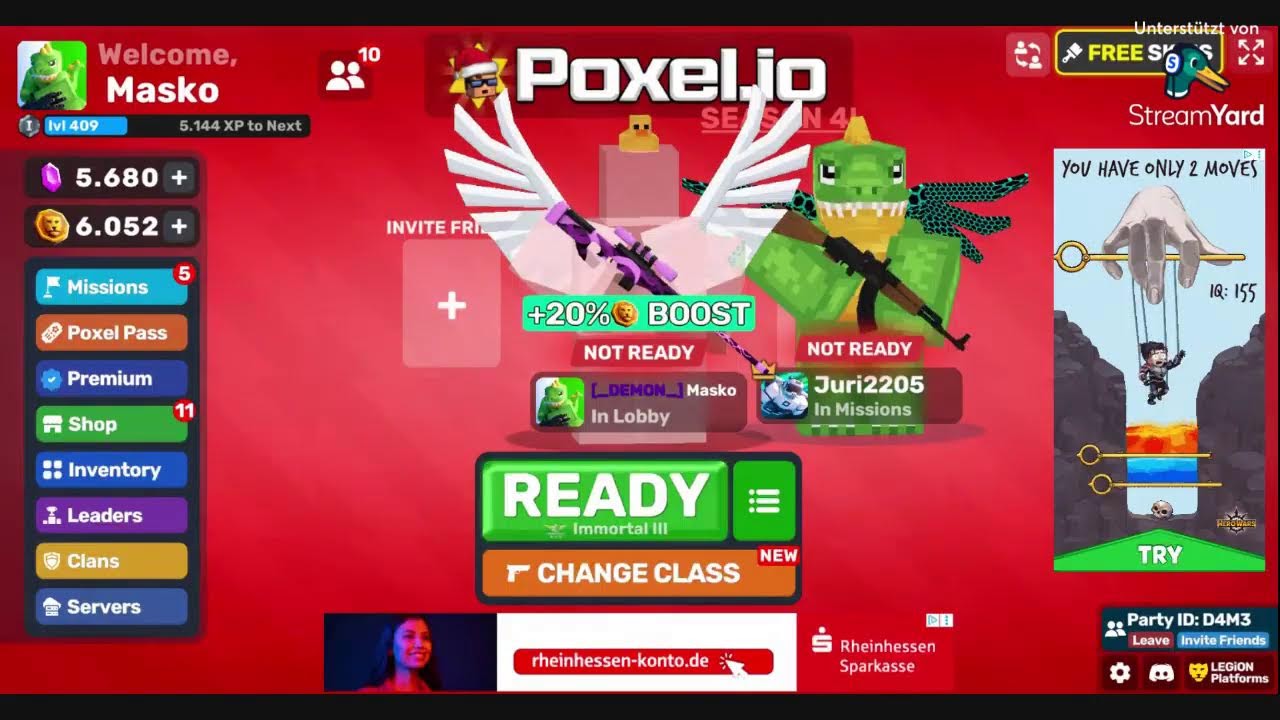 Playing poxel.io rounds