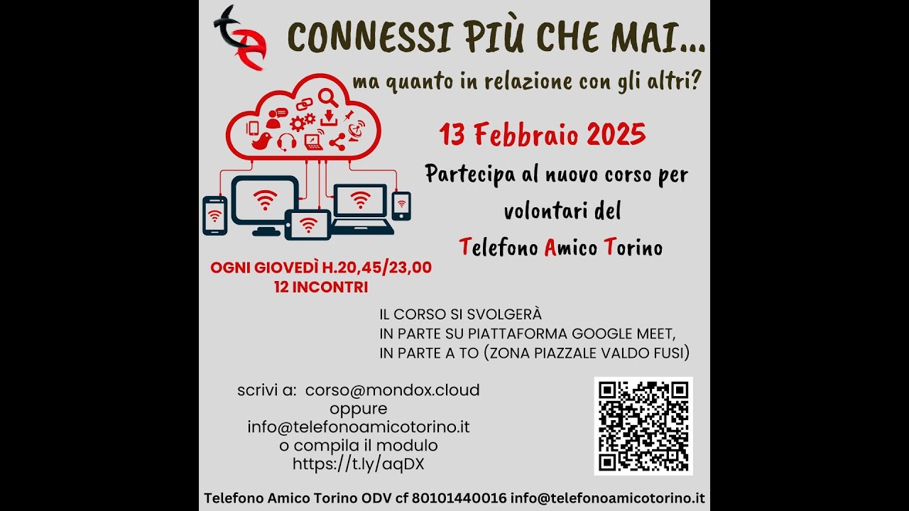 Corso per nuovi volontari del Telefono Amico Torino