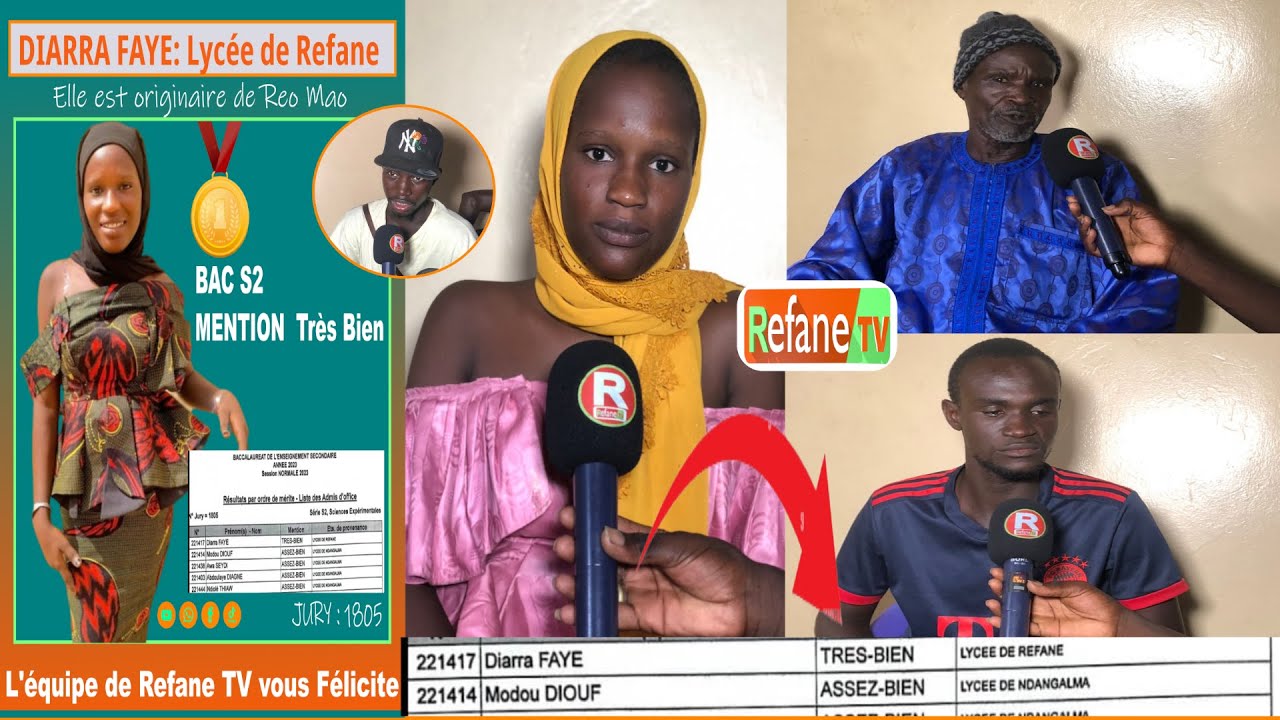 🔴Entretien exclusif avec Diarra FAYE bachelière avec Mention très bien S2 à Reo mao (Refane)