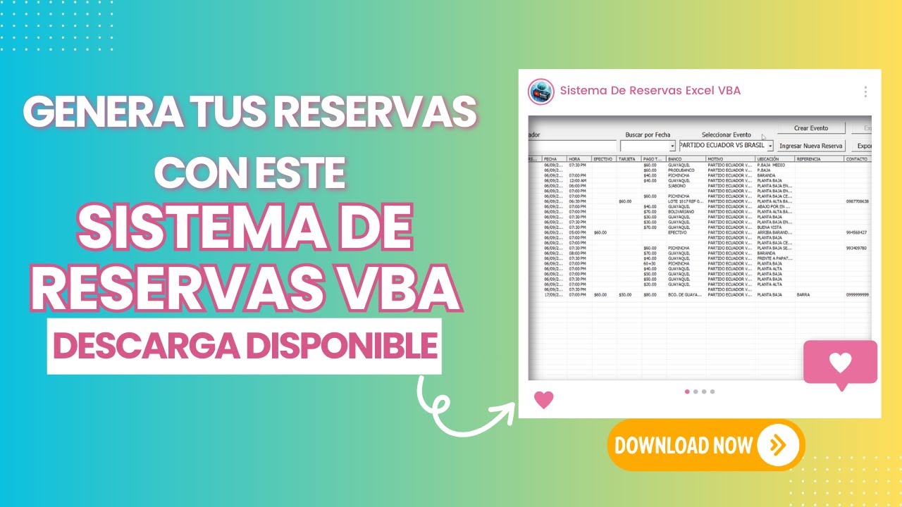 📈 Sistema de Reservas en Excel con VBA 💡 - Descarga Disponible