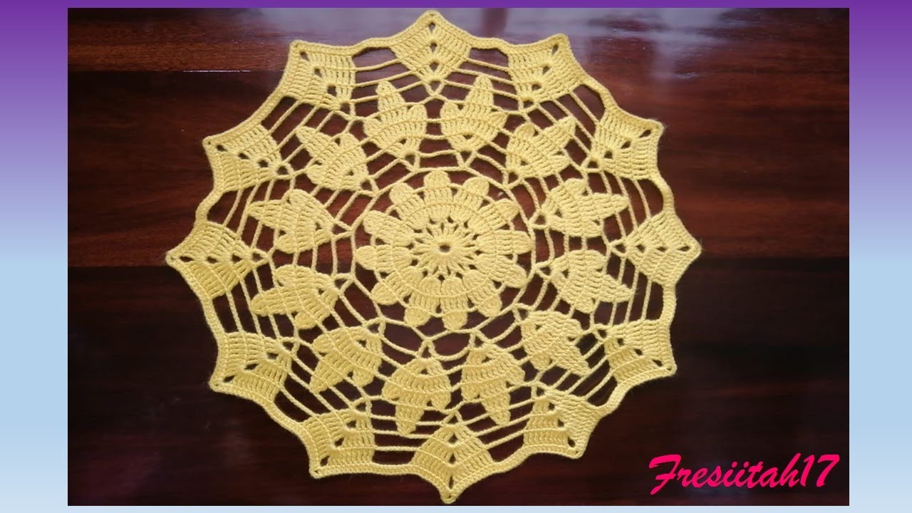 Tapete redondo tejido a crochet en varetas dobles (diámetro aproximado 45cm - 13 hileras)