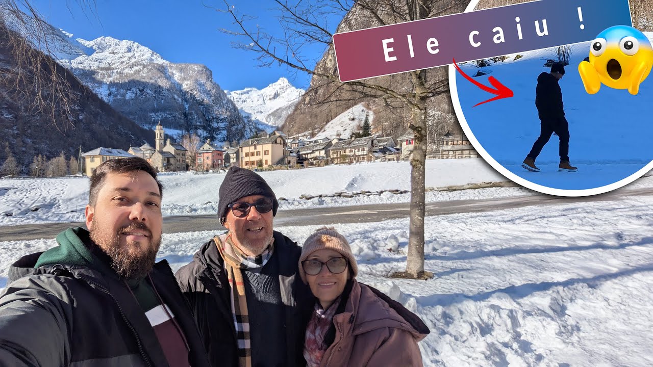 Sonogno: Uma Vila Escondida Nos Alpes Suíços | Meu Pai Caiu Na Neve 😱 | Aventura Congelante Na Suíça