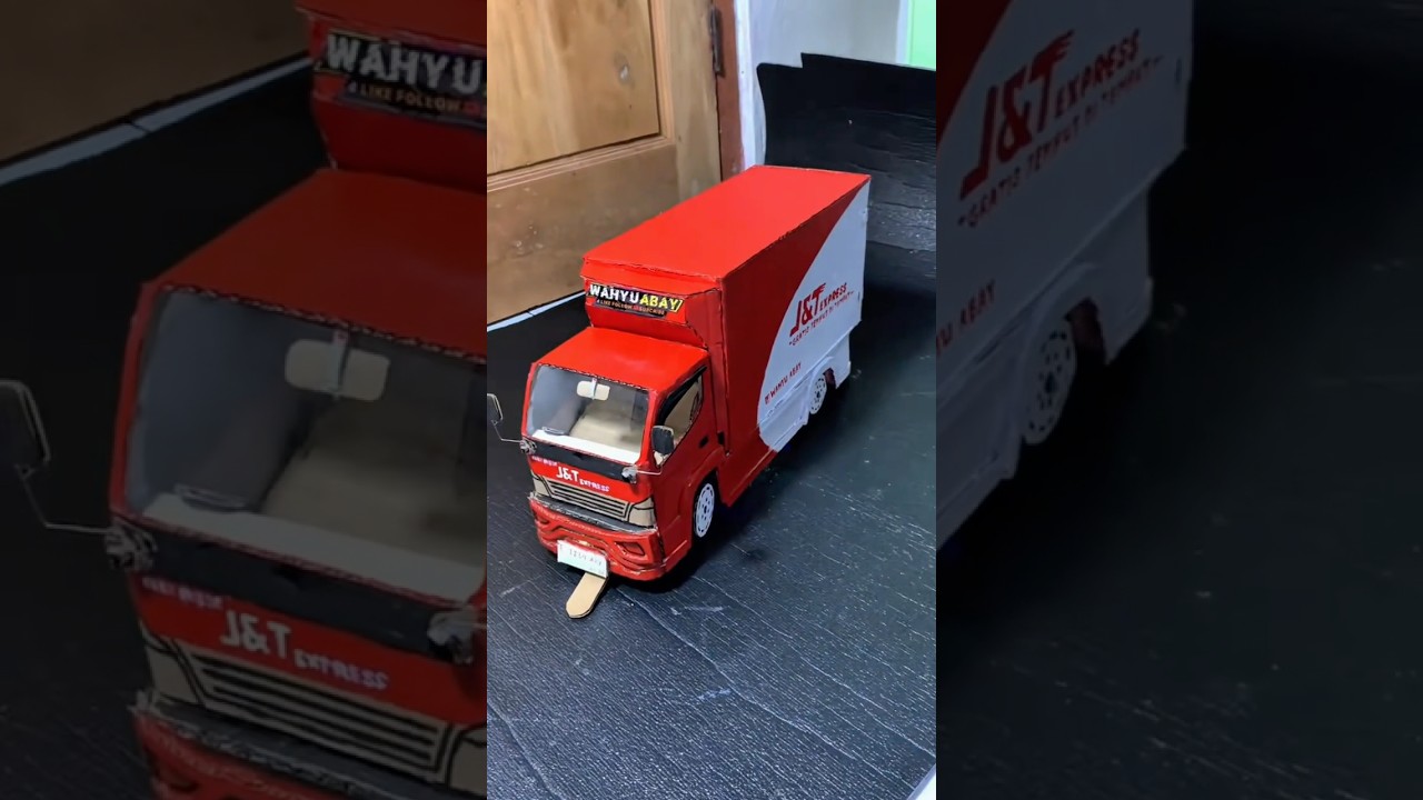 Diy creative miniatur mobil box expedisi dari kardus 