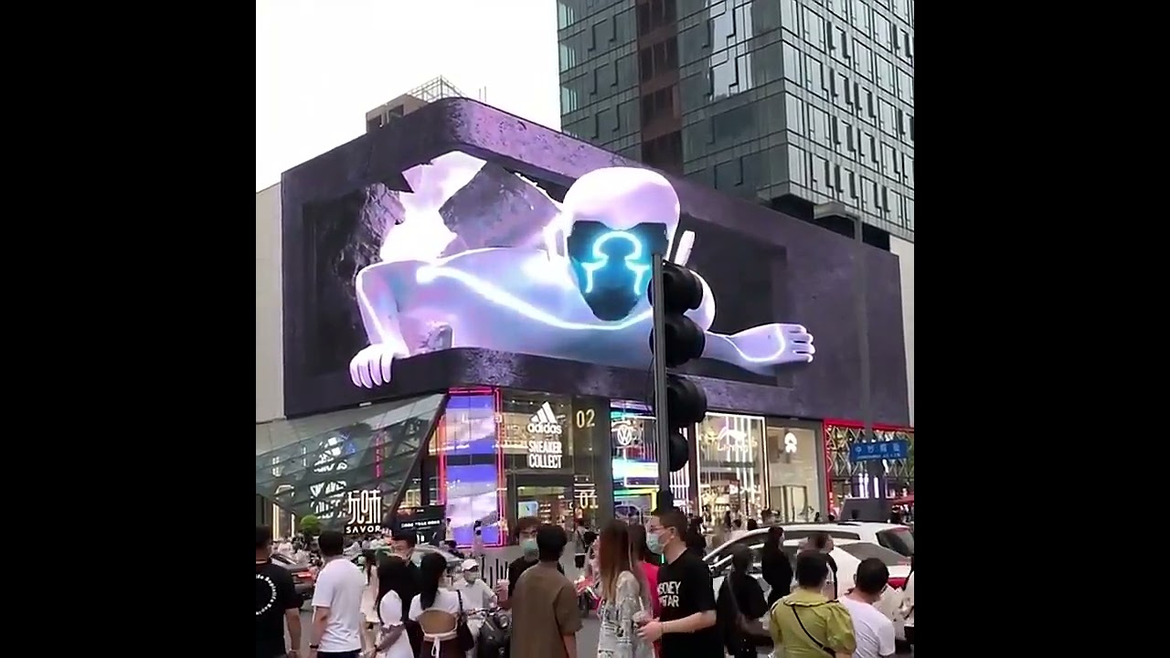 Naked eye 3D outdoor LED Advertising Screen P4  Outdoor Display Screen #shorts #leddisplay #fyp