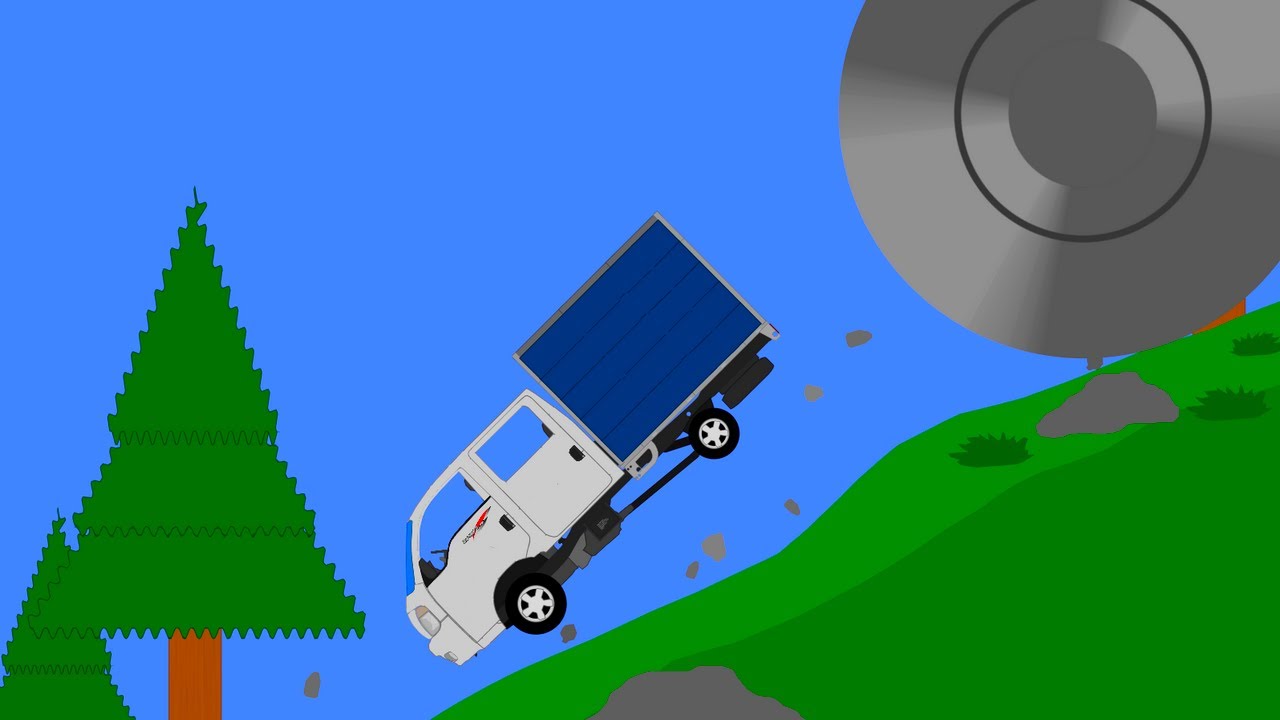 Vehicles Rolling Off Cliff Vs Giant Metal Ball