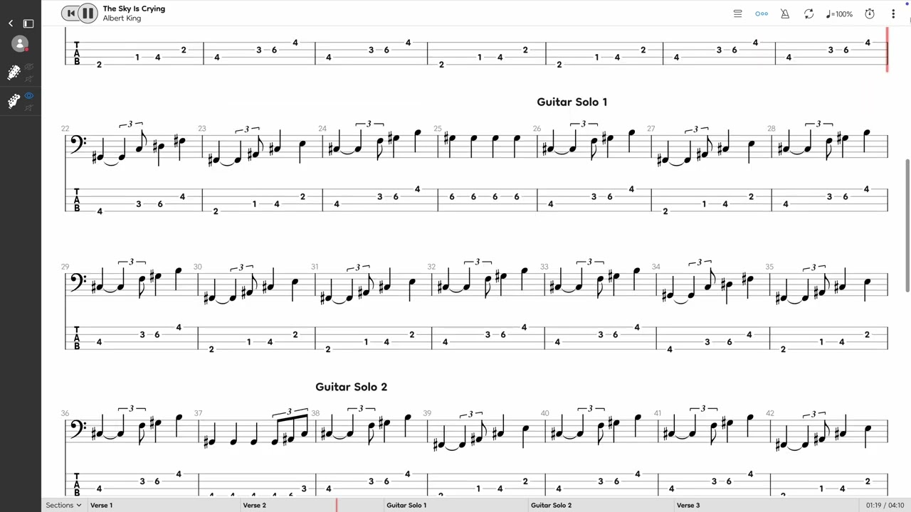 Albert King - The Sky Is Crying (BASS TAB PLAY ALONG)