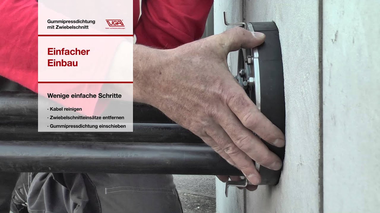 Kabelabdichtung mit Zwiebelschnitt / Press seal for cables with onion ring inserts