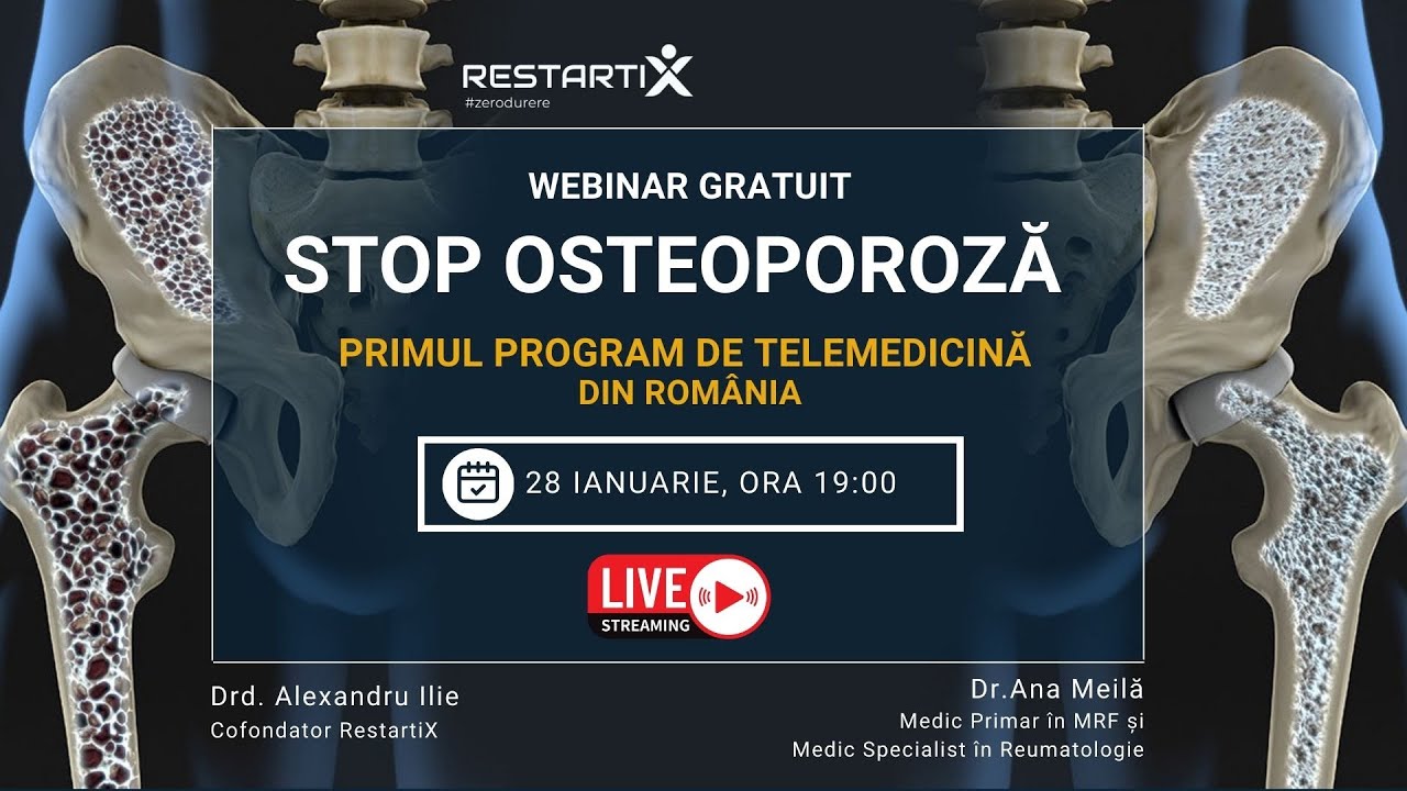 Webinar Live -  Stop Osteoporoză ~  Miercuri 28 Ianuarie ora 19:00