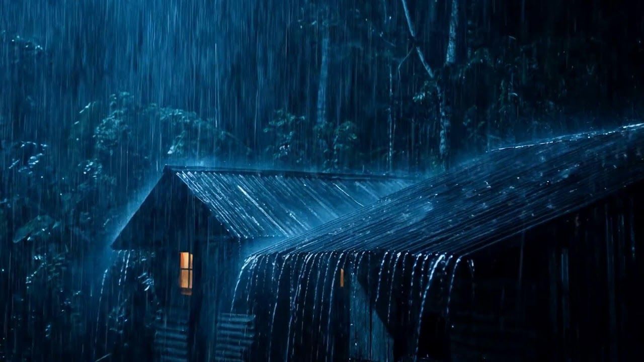 Heavy Rain On Tin Roof With Distant Thunder For Deep Sleep, Stress Relief, And Focus All Night