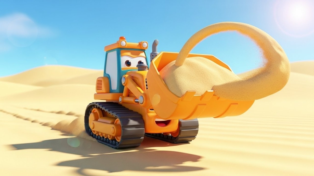 Счастливый Бульдозер строит замок из песка 🚜🏖️🏰 | Мультфильм для детей и весёлые приключения