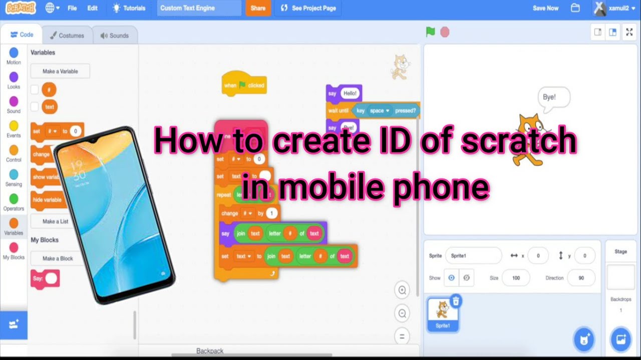 How to create ID of Scratch 3.0 in mobile phone
