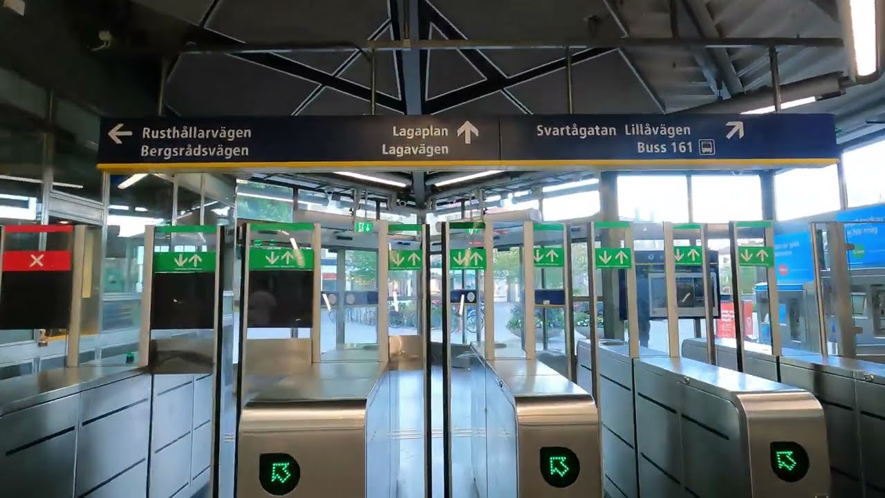 Sweden Stockholm 4K: Bagarmossen metro station on the green line