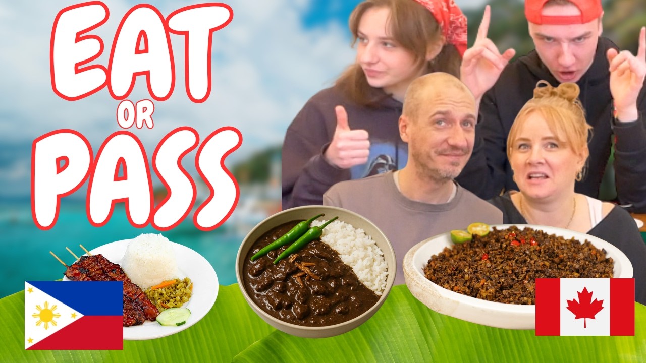Canadian Family Try Filipino PORK BLOOD stew for the FIRST TIME (plus more!) 