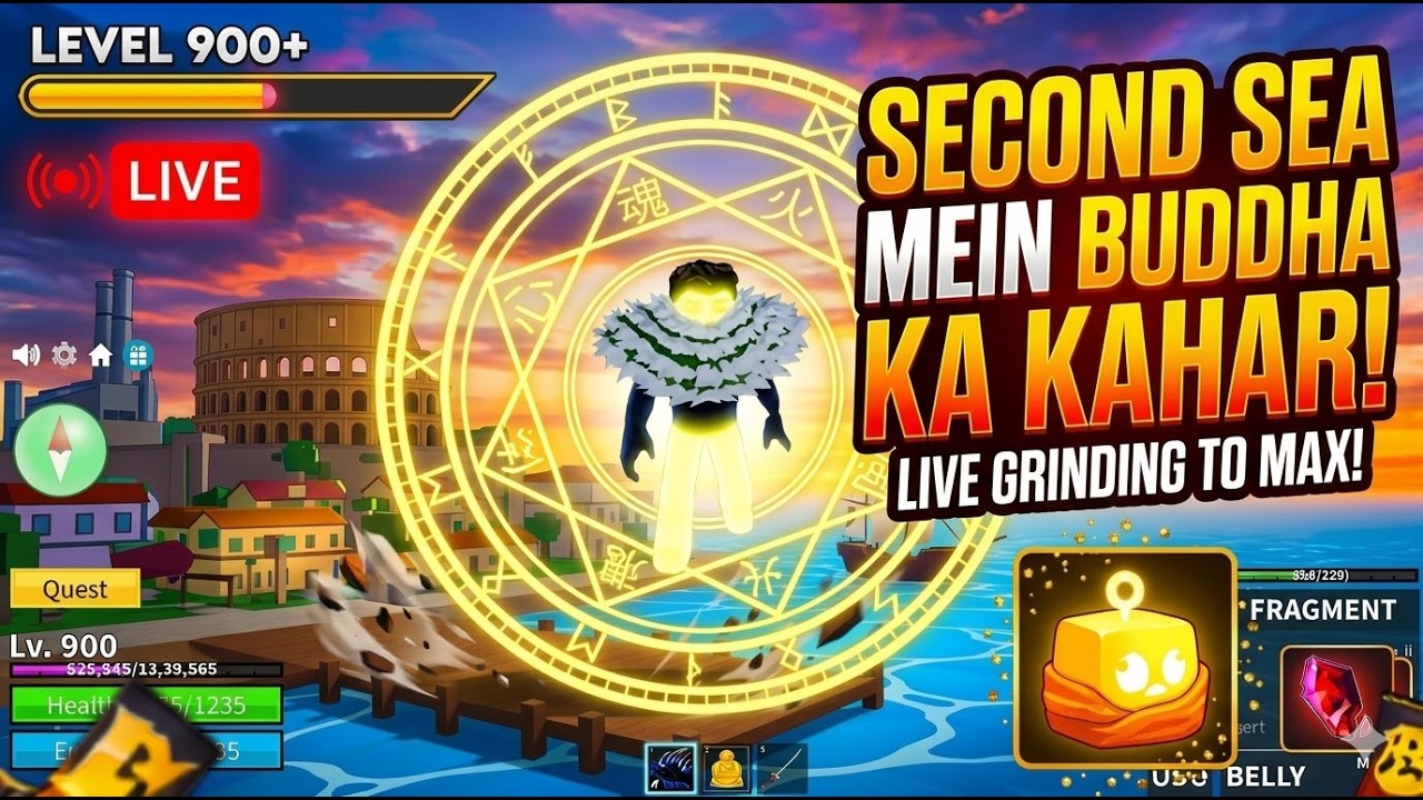 🔴 LIVE: Blox Fruits 2nd Sea - Level 900 Buddha Power! ⚔️ Grinding To Max!