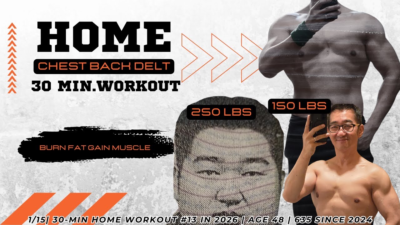 chest back delt. 30 Min. HOME WORKOUT Burn Fat Gain Muscle. TEMPO: NORMAL