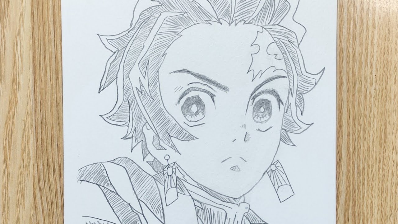 Cara menggambar kamado tanjiro step by step l kimetsu no yaiba
