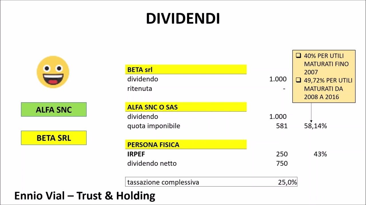 i dividendi percepiti dalla holding
