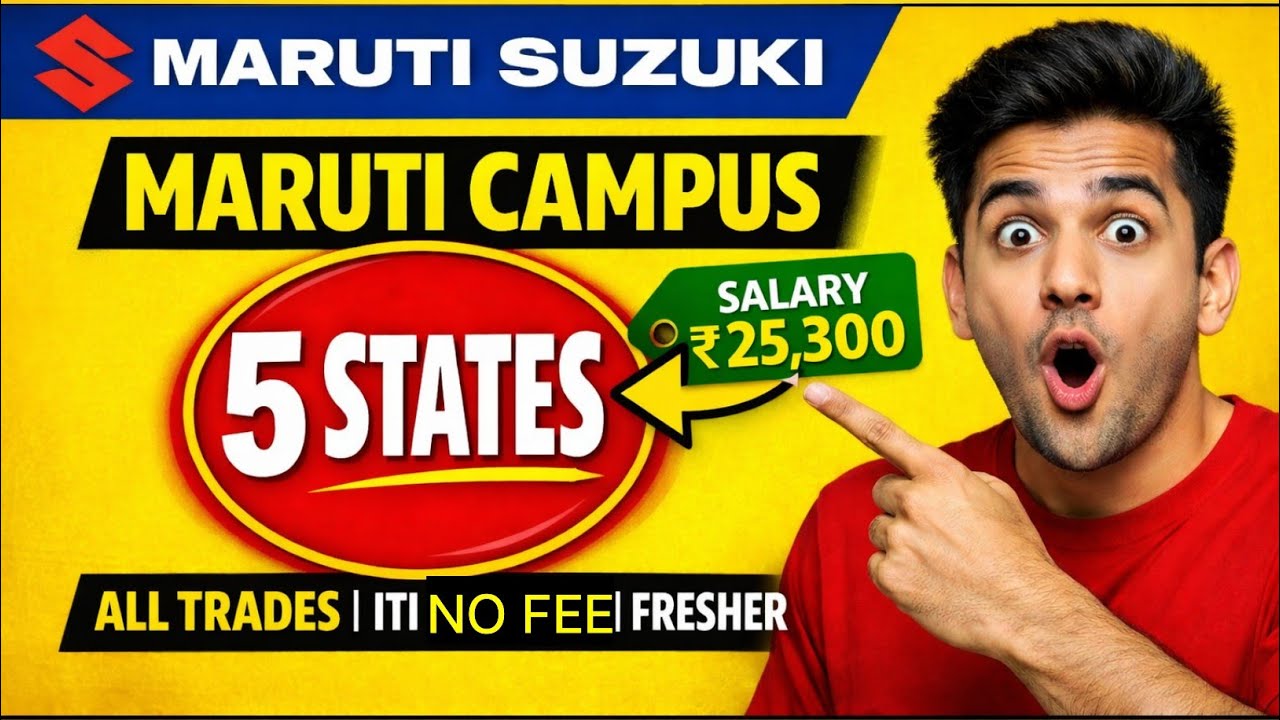 Maruti Suzuki 🚗Campus Placement 2026 | 5 State Me Campus Lagne Wala Hai | ITI Diploma Freshers Job