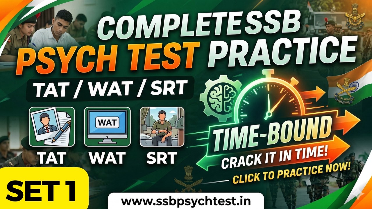 SSB Psychological Test Full Practice (Set 1) TAT, WAT, SRT Complete Mock Test
