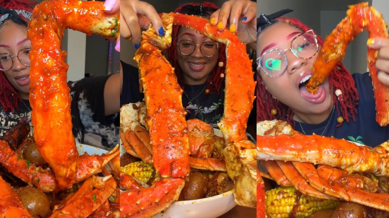 GIANT KING CRAB SEAFOOD BOIL MUKBANG ] KING CRAB] SEAFOOD BOIL 🦀🦐🥔🥚🌽