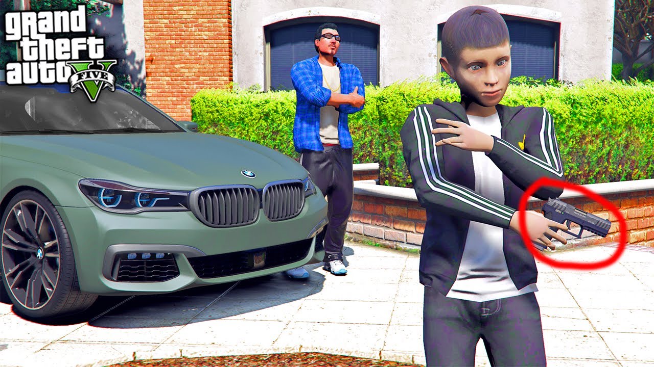ОТЕЦ И СЫН В GTA 5 - ПАПА СПАЛИЛ ШКОЛЬНИК С ПИСТОЛЕТОМ ⚡ ГАРВИН