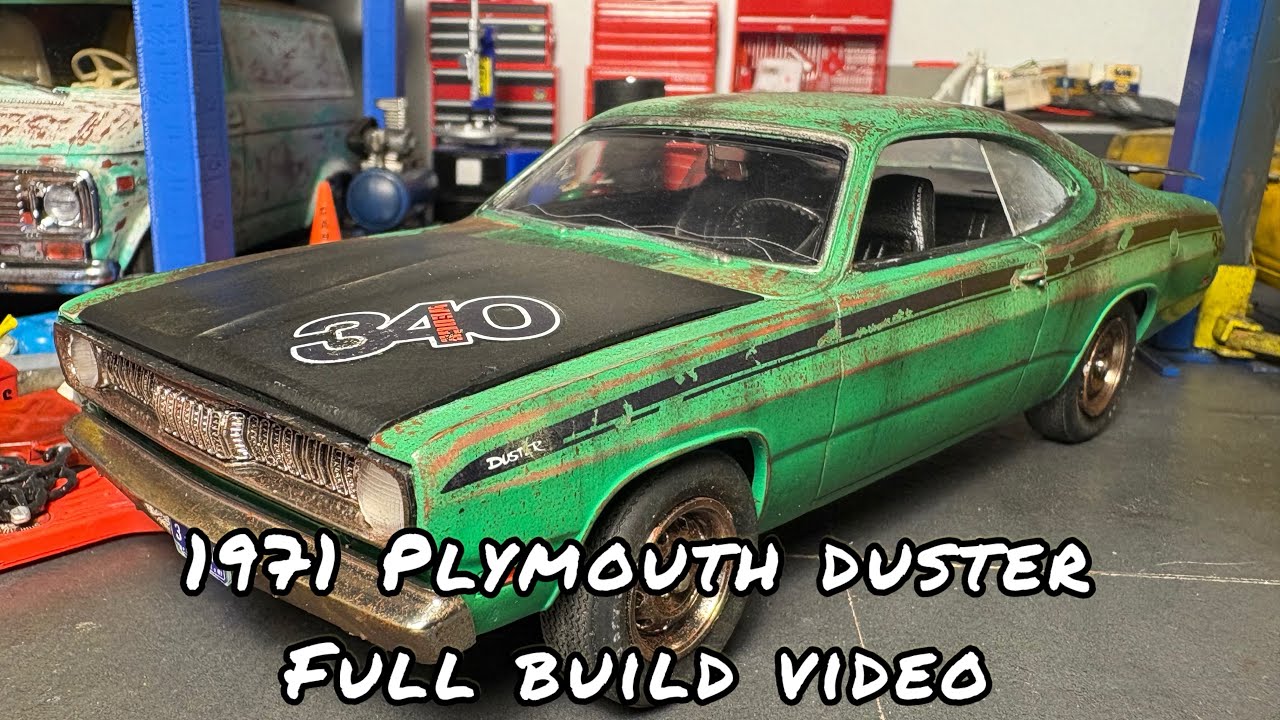 (109) 1971 Plymouth Duster weathered scale model car kit full build video ep#64