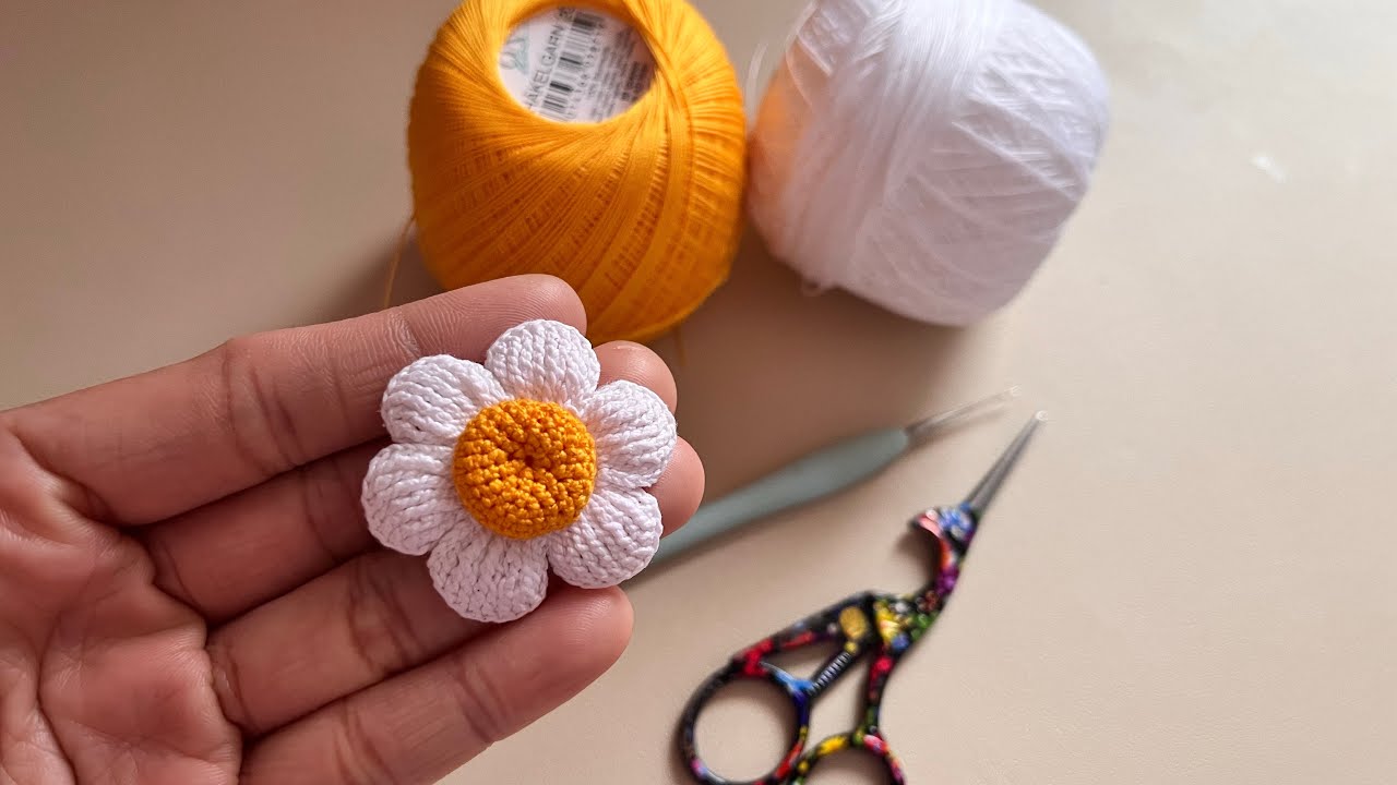 DIY crochet Daisy 🌼|Simple & easy for beginners |Tutorial rajut bunga Daisy🌼 #crochet #diy #tutorial