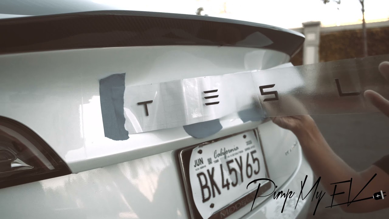 Dry Carbon Fiber Tesla Tailgate Emblems Installation - PimpMyEV