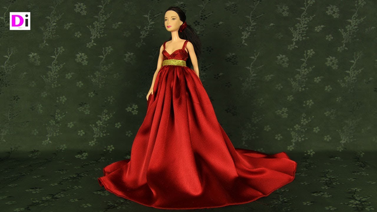 Вечернее платье для куклы Барби без выкроек. How to make dress for Barbie dolls