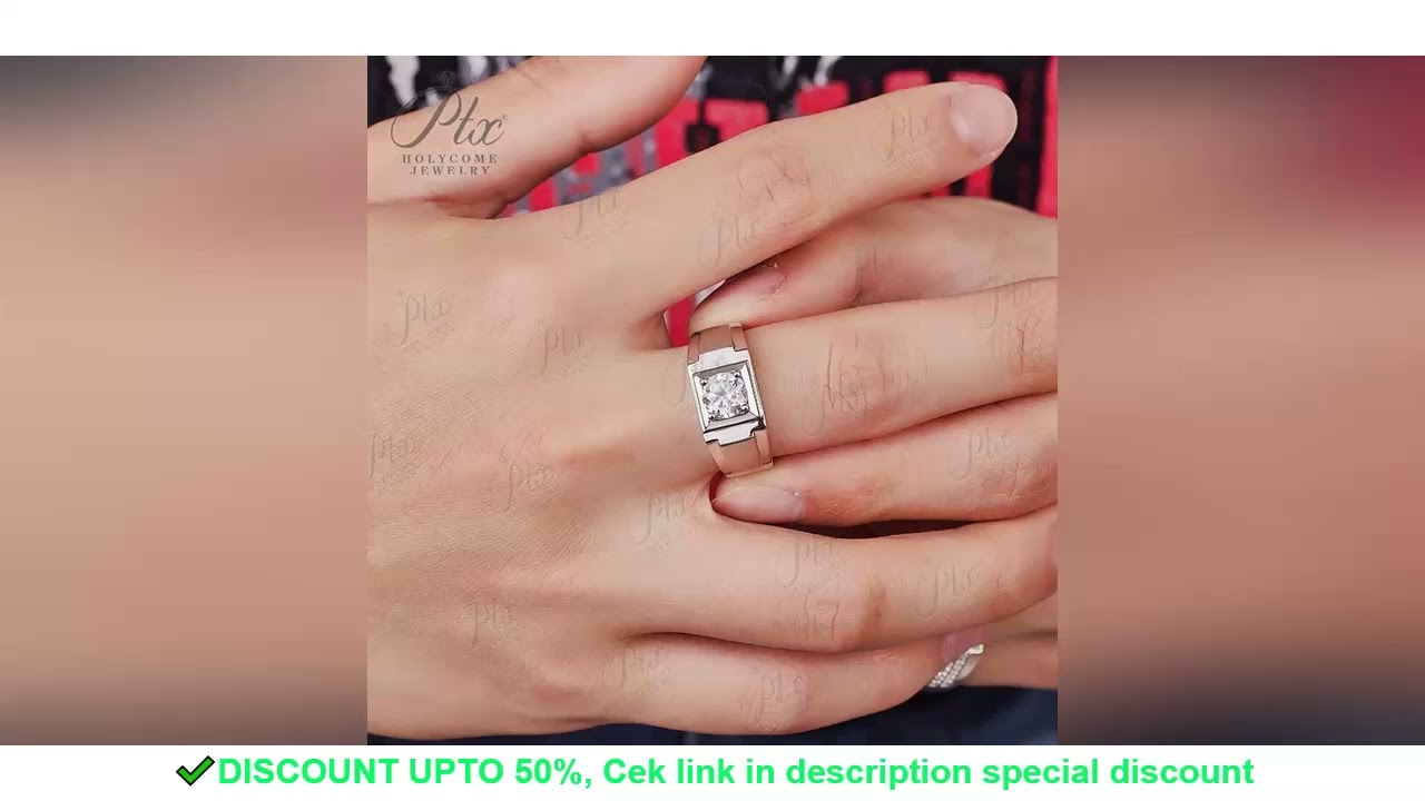 100% Real D Color Moissanite Ring For Men Sterling Silver 1 Carat Round Brilliant Diamonds Engagemen