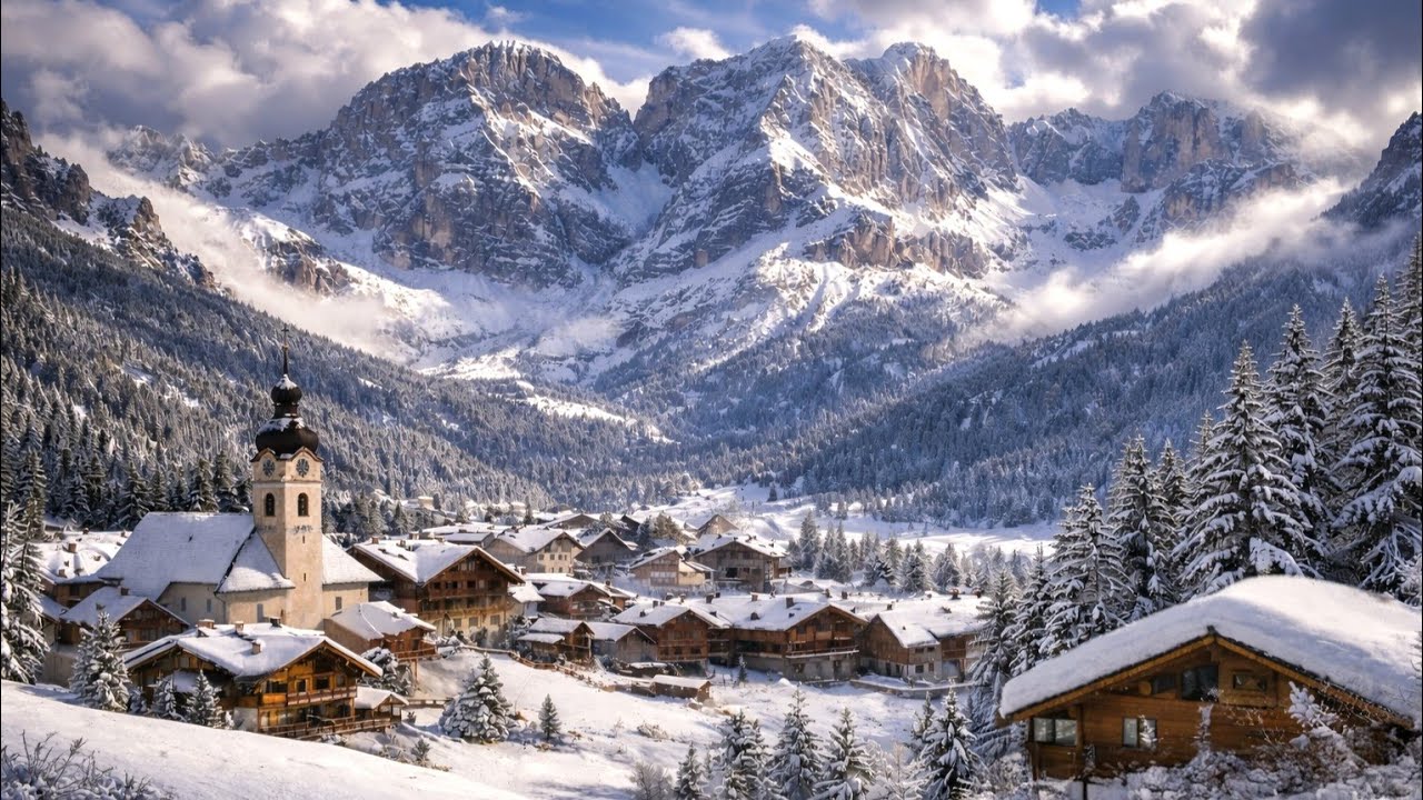 Winter in Badia, Alta Badia ❄️ Foggy Dolomites Village | Italy