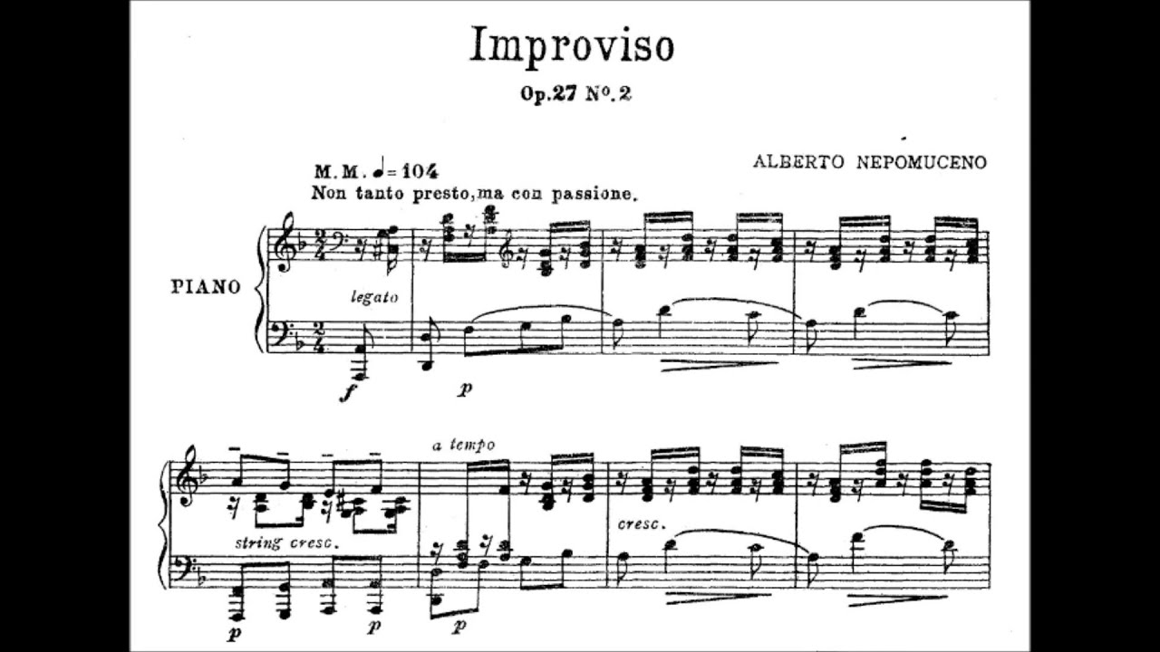 Alberto Nepomuceno - Improviso Op.27 No.2 (Miriam Ramos, piano)