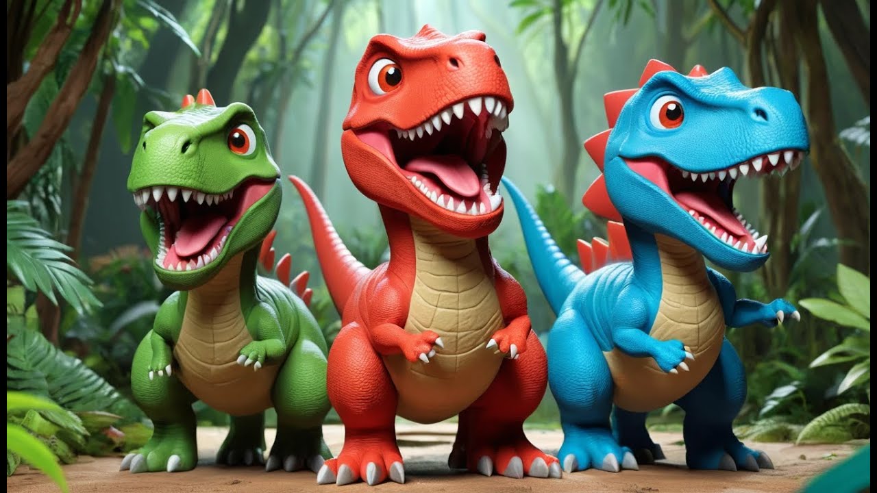 Three Little Toy Dinosaurs Roar Roar Roar | Prehistoric Counting & Dinosaur Sounds