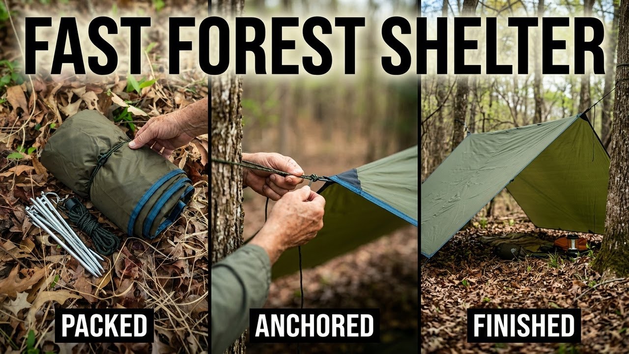 One Tarp, One Setup, Total Protection #camping #bushcraft #outdoors