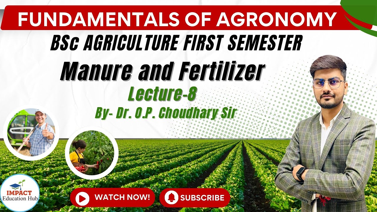 Manure and Fertilizer II Agronomy for BSc Agriculture First Semester II Fundamentals of Agronomy II