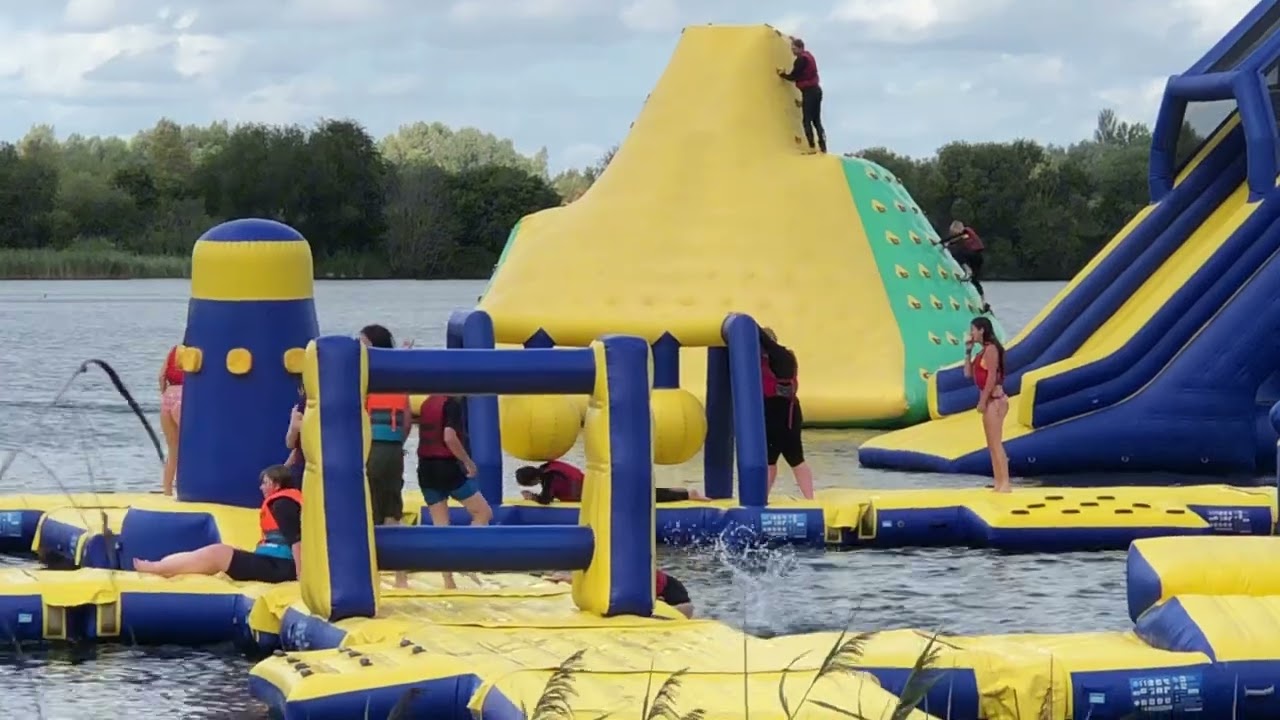Me doing AQUAVENTURE at Cotswold water park and doing a backflip #backflip #aquaventure #cotswold