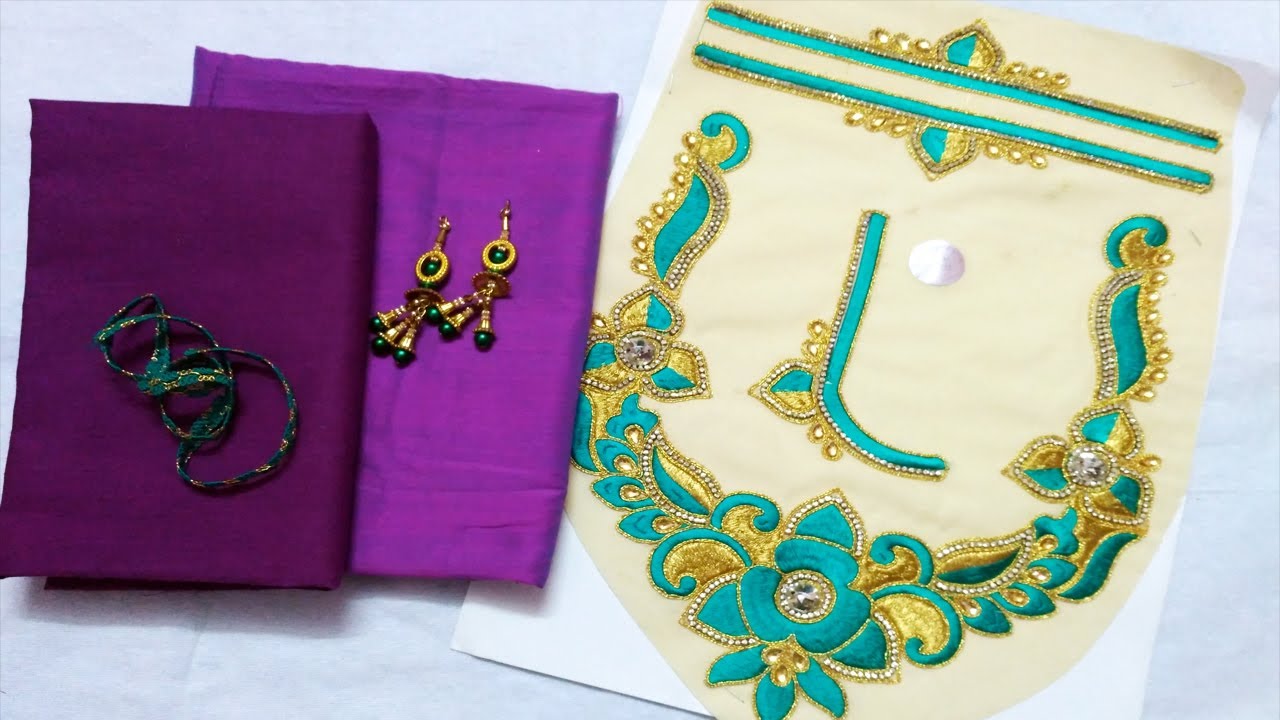 Readymade Patch work neck attachment for blouse| How to Stitch Readymade Neck Patch Work in tamil