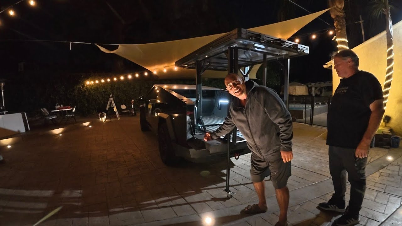 Mobile overland tent rack for Cybertruck