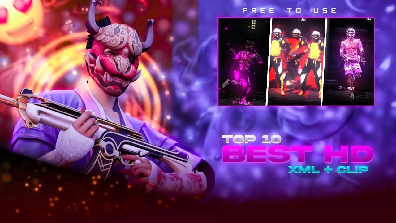TOP 10 BEST XML + CLIPS | FREE FIRE CLIPS PACK 💫 | FREE FIRE EMOTE PACK | TOP 10 EMOTE CLIPS ⬇️