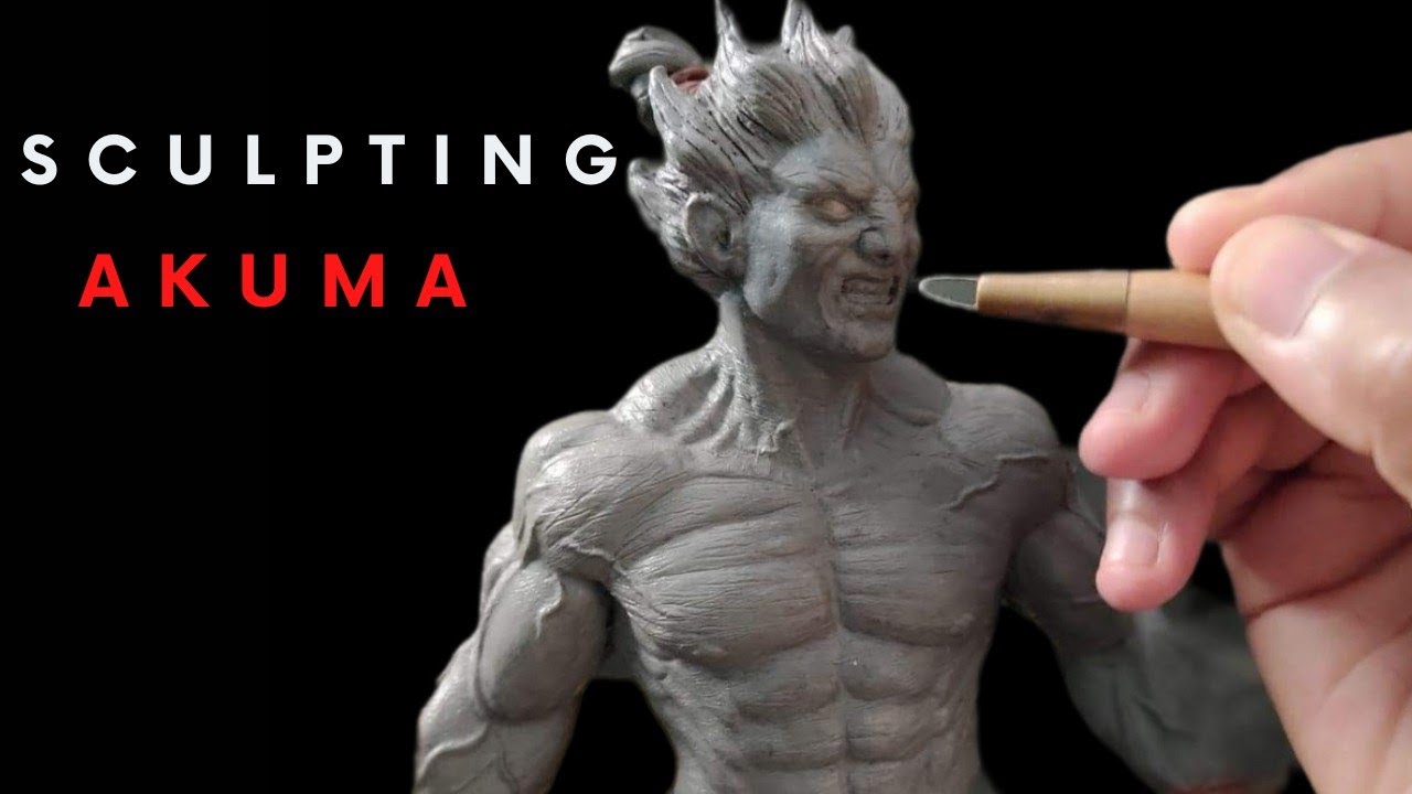 Esculpindo AKUMA sculpting STREET FIGHTER oil clay carving hard
