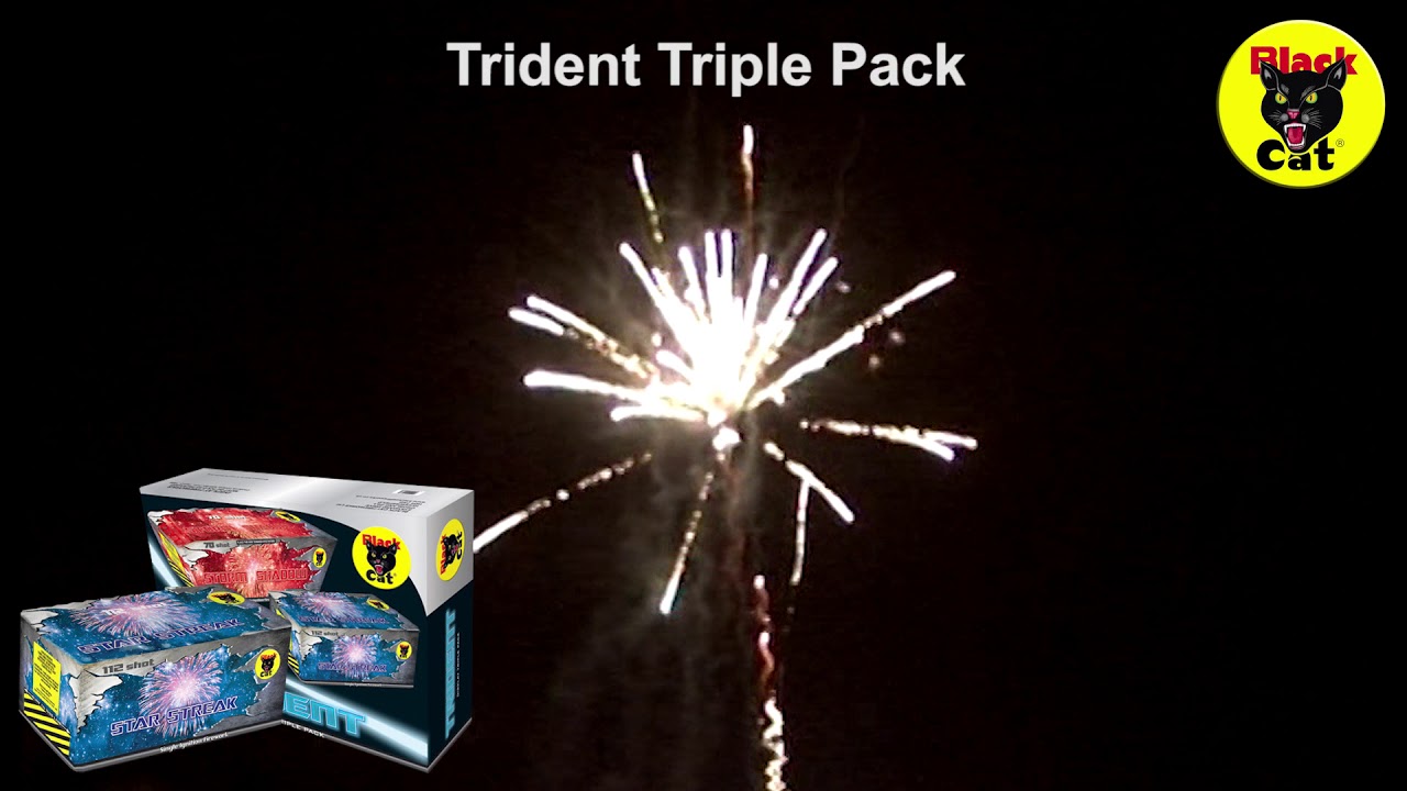 Trident Triple Pack of Single Ignition Fireworks - Black Cat Fireworks