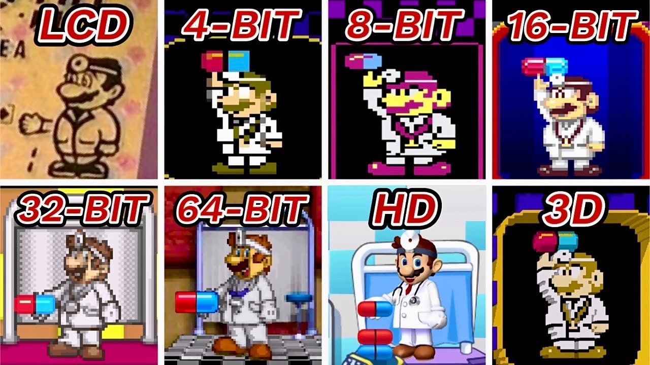 Dr. Mario LCD vs 4-BIT vs 8-BIT vs 16-BIT vs 32-BIT vs 64-BIT vs HD vs 3D